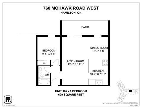 A floor plan for a unit at 760 Mohawk Road West in Hamilton, Ontario.